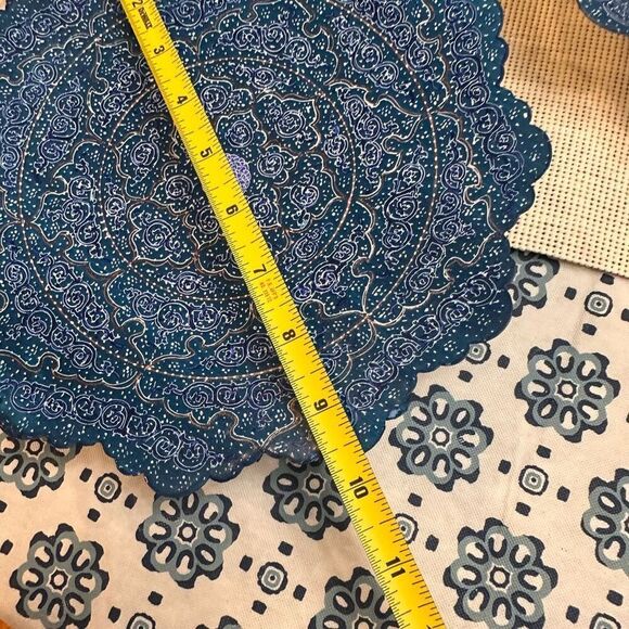 Enamel Handpainted Minakari Blue Stackable Plates Wall Decor Art Vintage 4 pc - Picture 7 of 10